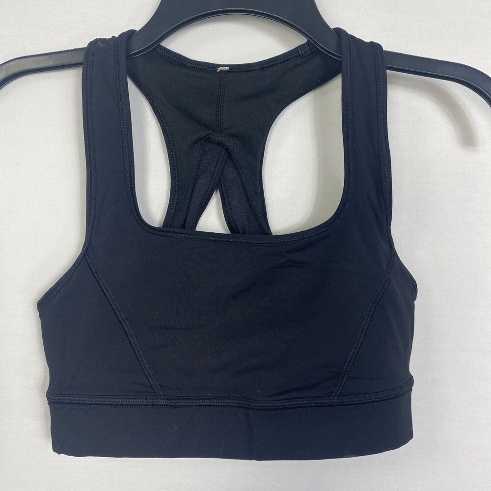 Lululemon Womens Bra Mesh Keyhole Back Size 4 Black Yoga Gym Top